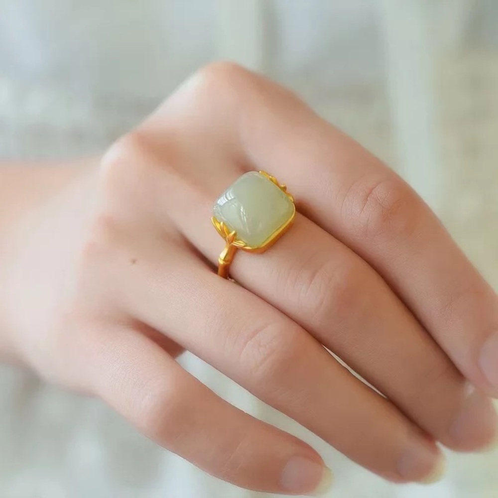 New Jade Ring, Natural Jade Ring - Natural Jade Gemstones Ring - Birthstone Ring